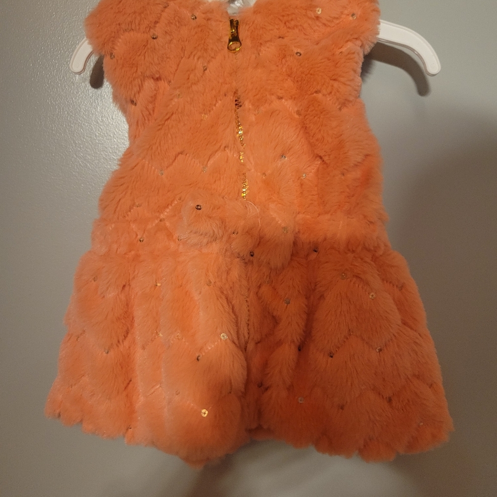 2T Little Lass Faux fur vest Coral
